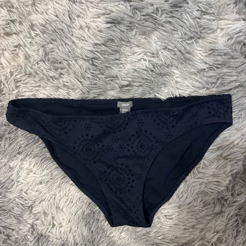 aerie Navy Eyelet Swim Bikini Bottom